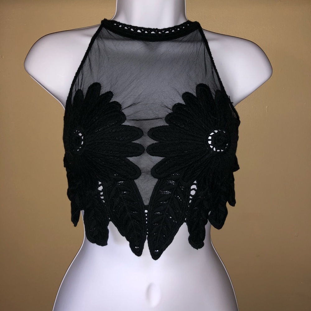 backless crochet/mesh crop top